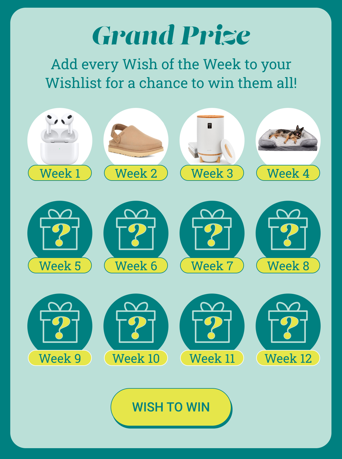 Wish for all 12 gifts to win the Grand Prize